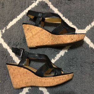 Nine West cork high wedges